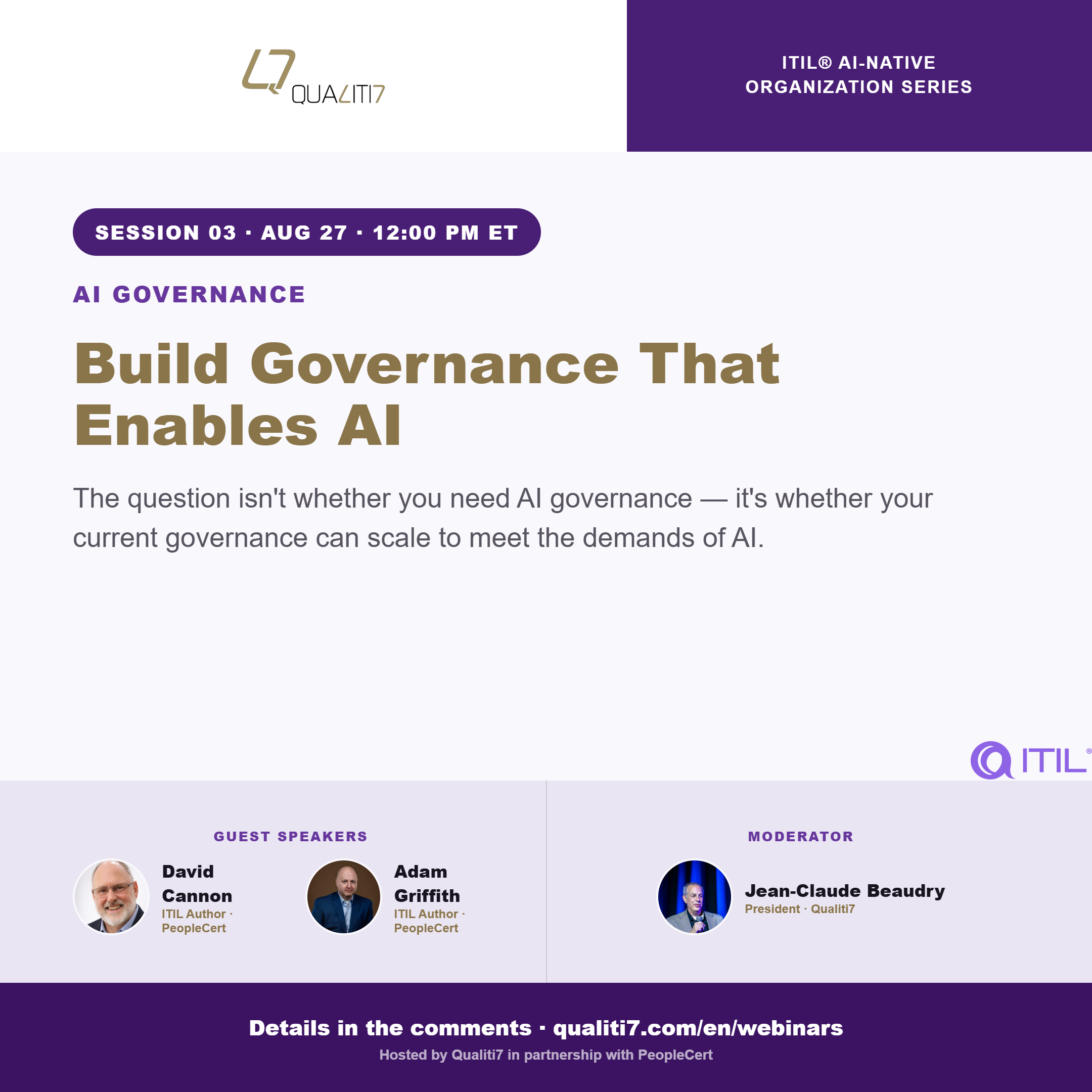 2026 Qualiti7-PeopleCert Webinar Series - AI Native Organization - Session 3 - Build Governance That Enables AI  